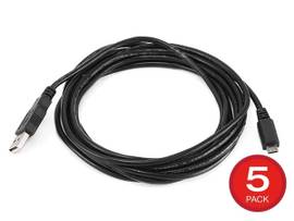 MONOPRICE USB TYPE-A TO MICRO TYPE-B 2.0 CABLE - 5-PIN 28/28AWG BLACK 10FT_ 5-PACK