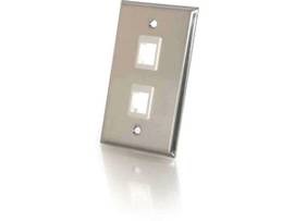 C2G 2 PORT SINGLE GANG FACE PLATE STAINLESS
