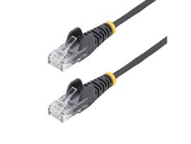 STARTECH 25FT BLACK SLIM CAT6 ETHERNET CABLE, SNAGLESS, 100W POE, UTP, LSZH, 28AWG BARE COPPER WIRE, SLIM RJ45 NETWORK PATCH CORD, FLUKE TESTED