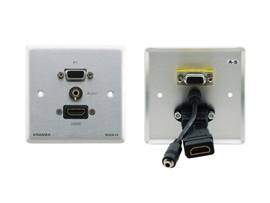 KRAMER WXA-H/US(G) PASS VE WALL PLATE 15 PIN HD 3.5MM AUDIO HDMI US GRAY