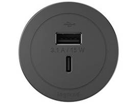 LEGRAND-WIREMOLD ROUND FPC USB ONLY BLACK