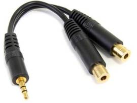 This 3.5mm Stereo Splitter Cable/Y-cable features one 3.5mm male and two 3.5mm F