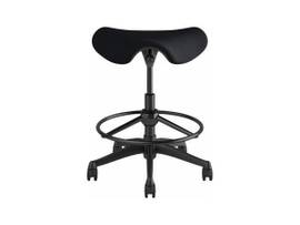 FREEDOM SADDLE STOOL WITH DESK HEIGHT CYLINDER - BLACK CORDE 4 FABRIC