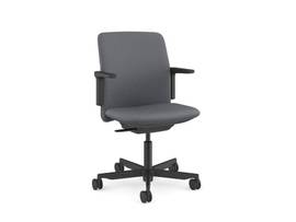 PATH TASK CHAIR WITH BLACK FRAME WITH BLACK TRIM AND FIXED ARMS - STORM FORMSENSE ECO KNIT TEXTILE