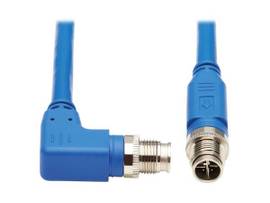 TRIPP M12 X-CODE CAT6A 10G F/UTP CMR-LP SHIELDED ETHERNET CABLE RIGHT-ANGLE M/M IP68 POE BLUE 10 M 32.8 FT