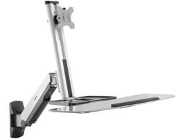 ROCSTOR ERGOCENTER EW2 PREMIUM SINGLE MONITOR WALL MOUNT WORKSTATION-PREIMUM GAS SPRING ERGONOMIC MOUNT - FULL MOTION SIT STAND DESK VESA