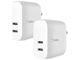 BELKIN DUAL 20W USB-C WALL CHARGER, PD 40W, WHT, 2PACK