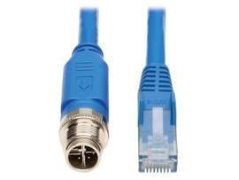 TRIPP M12 X-CODE CAT6 1G UTP CMR-LP ETHERNET CABLE M12 M/RJ45 M IP68 POE BLUE 1 M 3.3 FT
