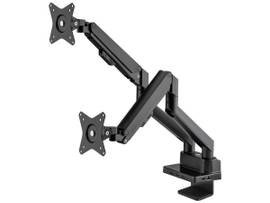 ALUMINUM GAS SPRING DUAL MONITOR DESK MOUNT WITH 8-IN-1 DOCKING STATION