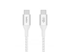 BELKIN 240W BRAIDED C-C CABLE, 2M WHT
