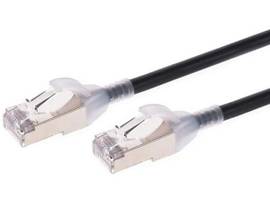 MONOPRICE SLIMRUN CAT6A ETHERNET PATCH CABLE - SNAGLESS_ DOUBLE SHIELDED_ COMPONENT LEVEL_ CM_ 30AWG_ 2FT_ BLACK