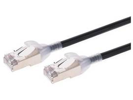 MONOPRICE SLIMRUN CAT6A ETHERNET PATCH CABLE - SNAGLESS_ DOUBLE SHIELDED_ COMPONENT LEVEL_ CM_ 30AWG_ 10FT_ BLACK
