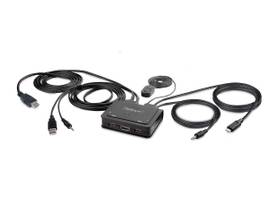 2-PORT HYBRID USB-C HDMI CABLE KVM SWITCH, 4K 60HZ, COMPACT KVM WITH 6FT/1.8M USB-A/HDMI/AUDIO AND 4FT/1.2M USB-C INTEGRATED CABLES, BUS POWERED