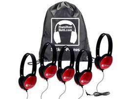 VCOM HAMILTONBUHL SACK-O-PHONES, 5 RED PRIMOHEADPHONES