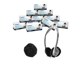 VCOM HAMILTONBUHL HYGENX SANITARY, DISPOSABLE EAR CUSHION COVERS FOR 2.5INCH PERSONAL-SIZED HEADPHONES AND HEADSETS, MASTER CARTON OF 12 BOXES, BLACK