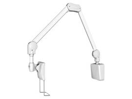 AMER CANTILEVERED ARTICULATING WALL MOUNTED BEDSIDE ARM. USED AS A LONG REACH ARM, THIS MEDICAL BEDSIDE ARM CAN BE USED AS A TERMINAL ARM,
