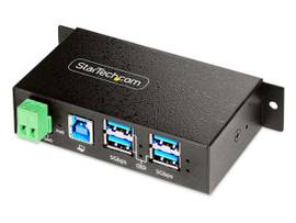 STARTECH 4-PORT MANAGED USB HUB - HEAVY DUTY WITH METAL INDUSTRIAL HOUSING, ESD SURGE PROTECTION - 4X USB-A - WALL/DESK/DIN-RAIL MOUNTABLE - USB 3.2 (