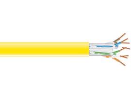 GigaTrue CAT6A 650-MHz Bulk Cable Plenum, Solid, Yellow, 1000 ft.