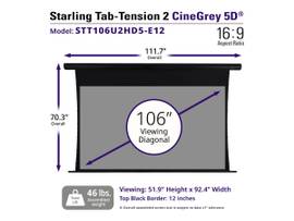 ELITE SCREENS STARLING TAB-TENSION 2 CINEGREY 5D 106INCH DIAG 16 9 8K 4K ULTRA HD