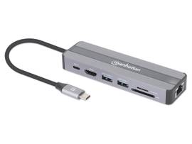 INTRACOM USB 3.2 GEN 1 TYPEC MALE TO HDMI (4K 30HZ), TWO USBA (5 GBPS), GIGABIT RJ45 AND USBC PD