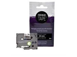 BROTHER TZE-355 COMPATIBLE PREMIUM TAPE WHITE / BLACK 24MM