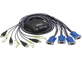 TRIPPLITE VGA KVM SWITCH W BUILT-IN VGA USB AND 3.5 MM AUDIO CABLES 4-PORT