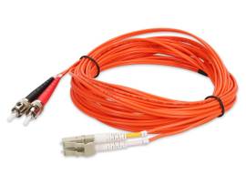 This is a 7m LC (male) to ST (male) orange duplex riser-rated fiber patch cable.