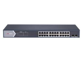 HIKVISION L2, SMART MANAGED, 24 GIGABIT POE PORTS, 2 GIGABIT SFP PORTS, 802.3AF/AT, POE POWER BUDGET 370W, MAX. 300 METER LONG DISTANCE POE TRANSMIS
