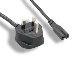 MONOPRICE POWER CORD - BS 1363 (UK) WITH 5A FUSE TO IEC 60320 C7 (NON-POLARIZED)_ 5A/1250W_ 250V_ BLACK_ 6FT