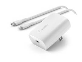BELKIN PD 30W PPS USB-C WALL CHARGER, W/1M PVC C-LTG, WHT