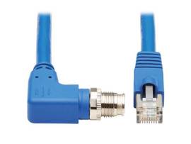 TRIPP M12 X-CODE CAT6A 10G F/UTP CMR-LP SHIELDED ETHERNET CABLE RIGHT-ANGLE M12 M/RJ45 M IP68 POE BLUE 2 M 6.6 FT