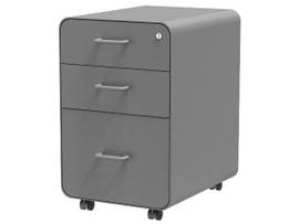 MONOPRICE WORKSTREAM BY MONOPRICE ROLLING ROUND CORNER 3-DRAWER FILE CABINET_ GRAY