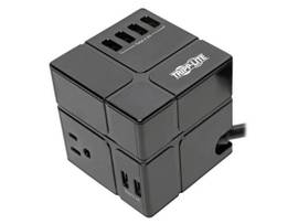 TRIPP SAFE-IT 3-OUTLET CUBE SURGE PROTECTOR 5-15R OUTLETS 6 USB CHARGING PORTS 8 FT. 2.4 M CORD ANTIMICROBIAL PROTECTION