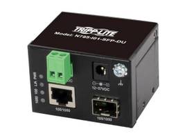TRIPP LITE UNMANAGED INDUSTRIAL GIGABIT FIBER TO ETHERNET MEDIA CONVERTER, 10/100/1000 MBPS, RJ45/SFP, -40 TO 75C, DC POWER
