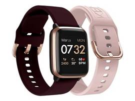 KENDALL + KYLIE SMARTWATCH WITH EXTRA INTERCHANGEABLE STRAP BURGUNDY/PINK