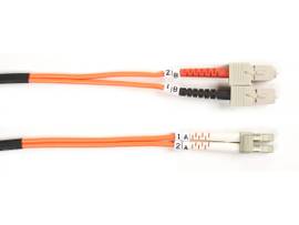 OM1 62.5/125 Multimode Fiber Optic Patch Cable - OFNR PVC, SC to LC, Orange, 3-m