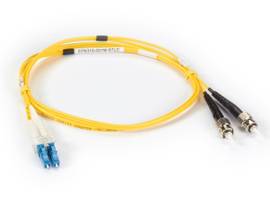 Single-Mode 9-Micron Duplex Fiber Optic Cable LC-ST PVC 10-m 32.8-ft