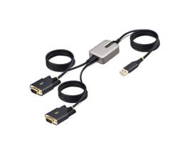 STARTECH 13FT (4M) 2-PORT USB TO SERIAL ADAPTER CABLE, INTERCHANGEABLE DB9 SCREWS/NUTS, COM RETENTION, USB-A TO DB9 RS232, FTDI, WINDOWS/MACOS/CHROMEO
