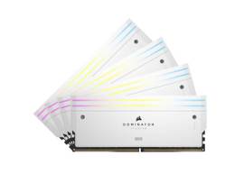 CORSAIR DDR5, 6400MT/S 64GB 4X16GB DIMM, UNBUFFERED, 32-40-40-84, STD PMIC, XMP 3.0, DOMINATOR TITANIUM WHITE HEATSPREADER, RGB LED, 1.4V