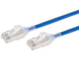 MONOPRICE SLIMRUN CAT6A ETHERNET PATCH CABLE - SNAGLESS_ DOUBLE SHIELDED_ COMPONENT LEVEL_ CM_ 30AWG_ 25FT_ BLUE
