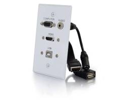 C2G SINGLE GANG WP HDMI VGA 3.5MM USB-WHITE
