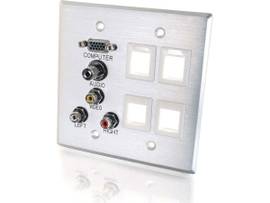 C2G WP DBL ALUM HD-15,3.5MM,A/V,4 KEYSTONE