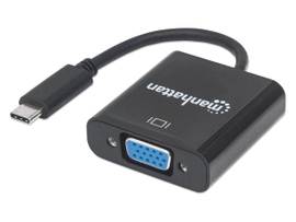 Manhattan SuperSpeed+ USB-C 3.1 to VGA Converter C Male to VGA Female, Black