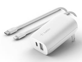 BELKIN,37W USB PD CAR CHARGER W PPS,BK W PVC,C LTG 1M