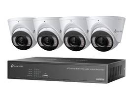 TP-LINK VIGI 4MP FULL-COLOR TURRET IPC & 4 CHANNEL POE+ NVR KIT SPEC-NVR: 4K HDMI OUTPUT, 16MP DECODING CAPACITY, RX/TX-80MBPS/60MBPS