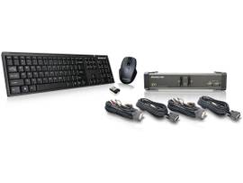 IOGEAR DKTP 2P DVI KVM/WRLS KYBD/MSE COMBO
