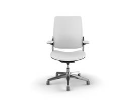 SMART CONFERENCE CHAIR WITH POLISHED ALUMINUM FRAME AND FIXED ARMS WITH MATCHING TEXTILE - FROST MARIBO LEATHER