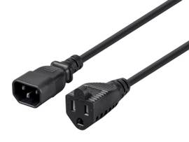 MONOPRICE DESKTOP COMPUTER POWER CORD - IEC 60320 C14 TO NEMA 5-15R_ 18AWG_ 10A/1250W_ SVT_ 125V_ BLACK_ 3FT