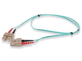 This is a 7m SC (male) to SC (male) aqua duplex riser-rated fiber patch cable. A