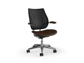 LIBERTY CONFERENCE CHAIR WITH POLISHED ALUMINUM AND FIXED ARMS - CHARCOAL TICINO LEATHER